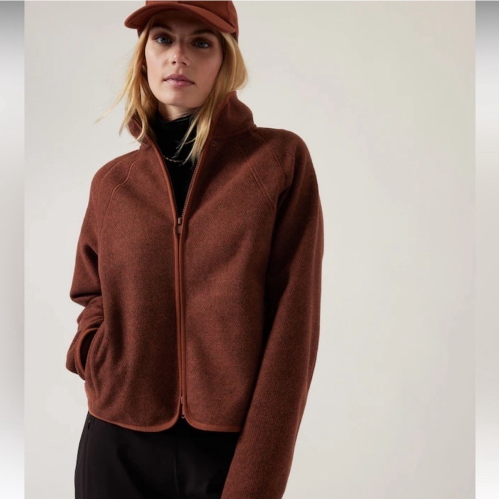 Athleta Stroll Fleece Full Zip in Mahogany
